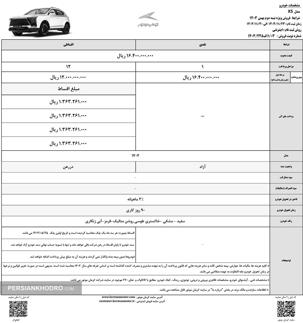 شرایط فروش نیمه دوم بهمن ماه خودرو ایکس۵