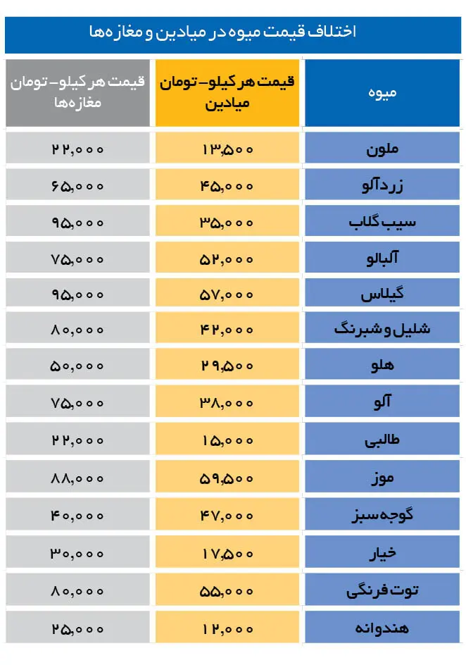 کاهش نسبی قیمت میوه | جدیدترین قیمت زردآلو، گیلاس، طالبی، موز ، توت فرنگی و هندوانه را ببینید