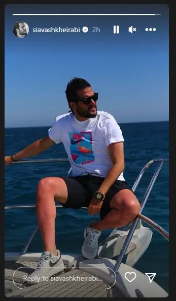 تفریح فوق لاکچری سیاوش خیرابی با قایق شخصی لوکس در خلیج فارس
