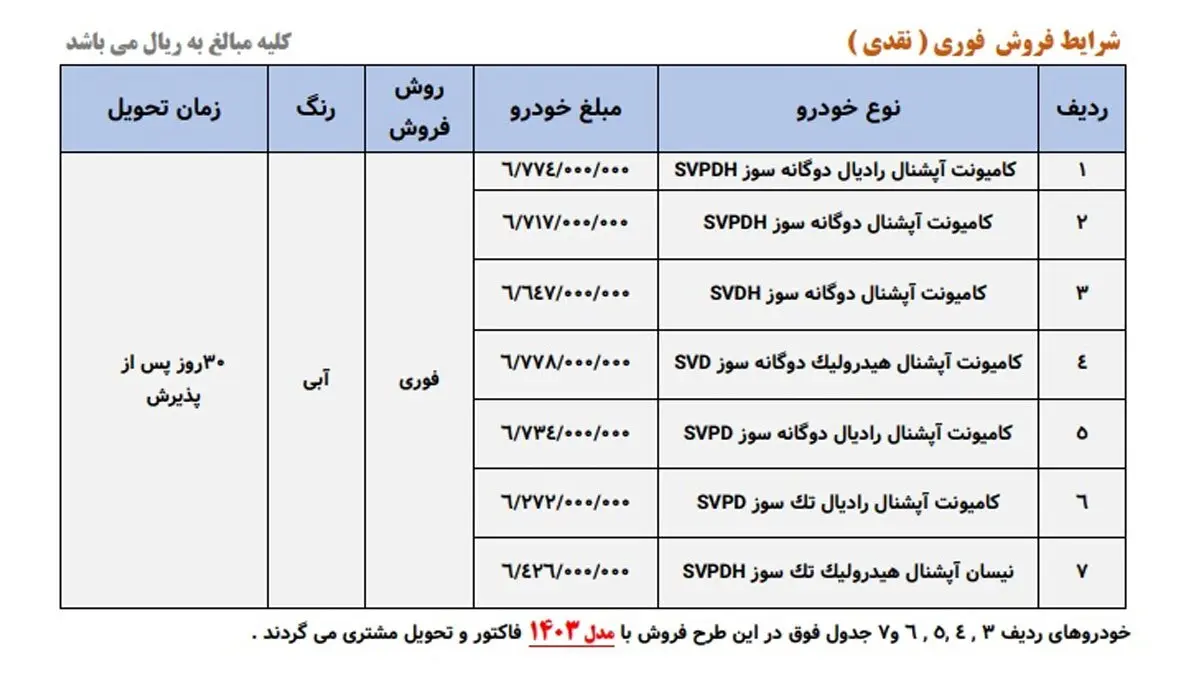 شرایط فروش وانت نیسان زامیاد ویژه نوروز ۱۴۰۴