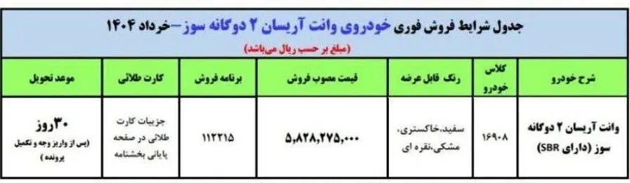 فروش فوری یک محصول ایران خودرو خرداد ۱۴۰۴ / یک ماهه بدون قرعه کشی خودرو بخرید + لینک ثبت نام