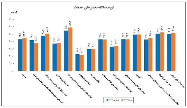 تورم بخش خدمات اعلام شد