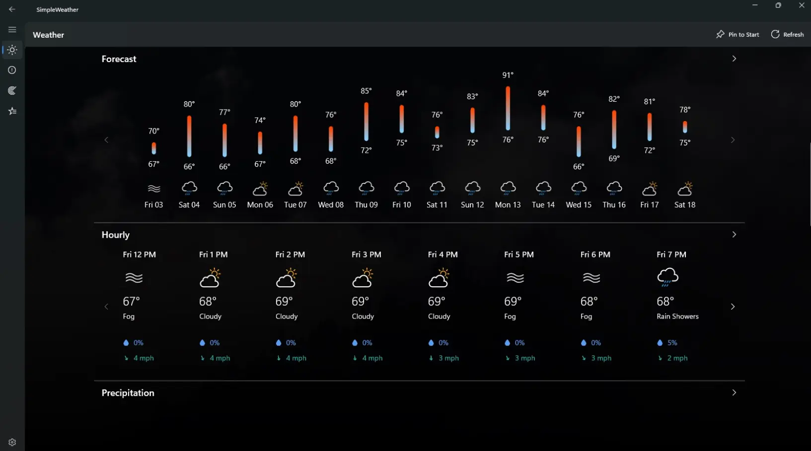 برنامه SimpleWeather