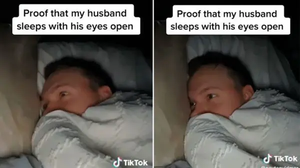 مردی که با چشمان باز می خوابد و همسرش را می ترساند!