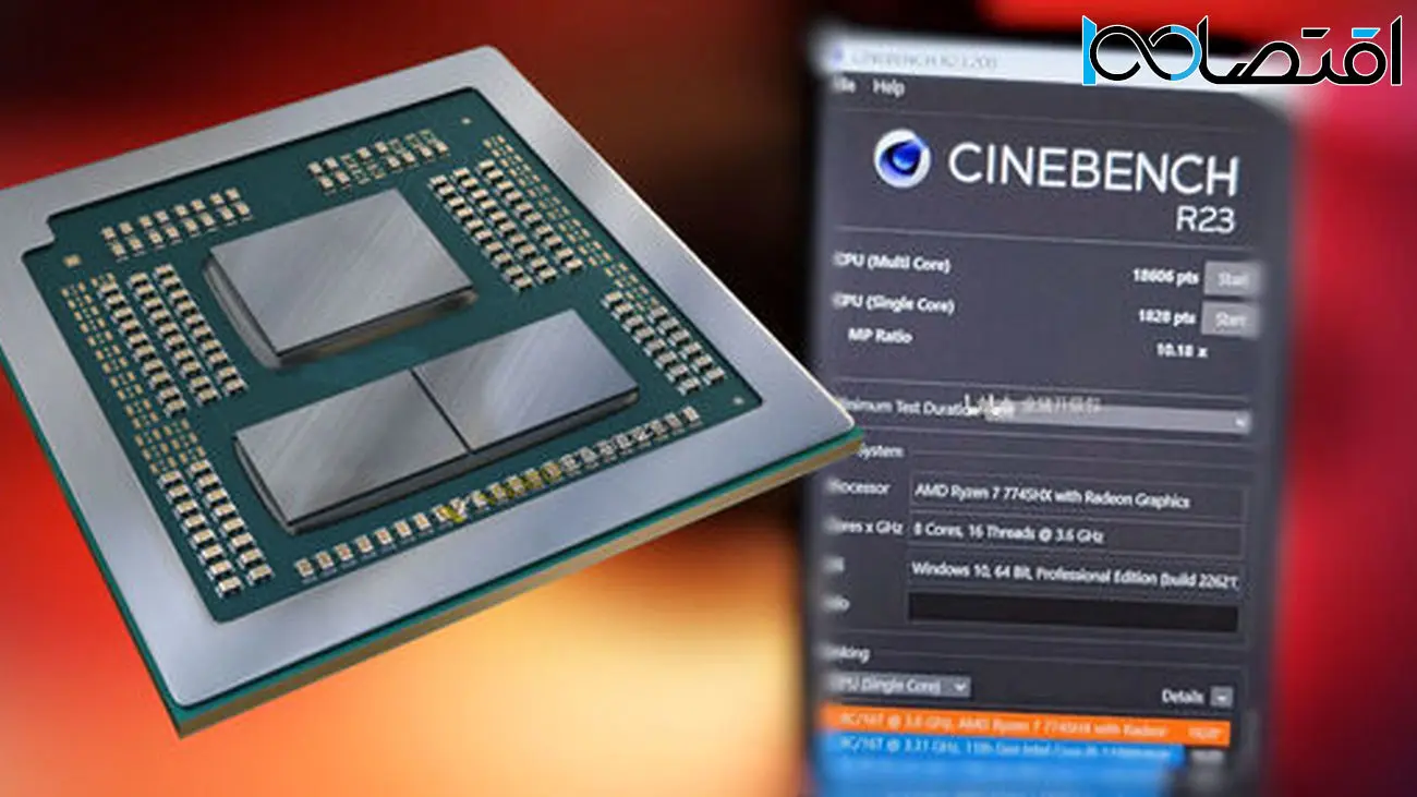 پردازنده 8 هسته‌ای Ryzen 7 7745HX در Cinebench R23- تا 34 درصد سریع‌تر از 6900HX