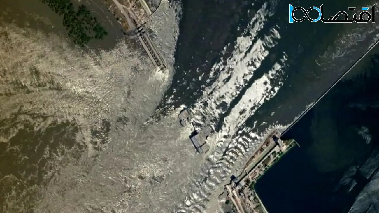 تصاویر ماهواره‌ای از فرو ریختن سد در اوکراین