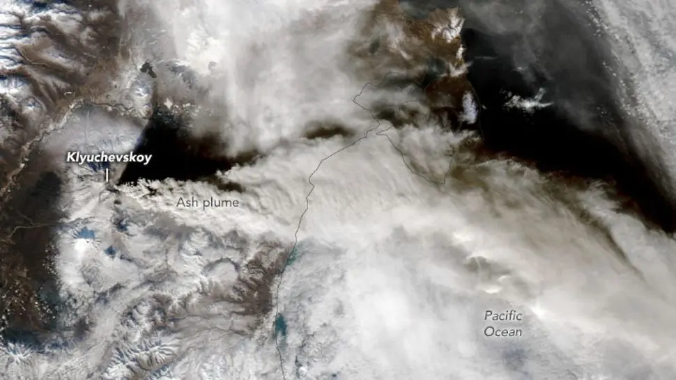 تصاویر ماهواره‌ای از فوران بلندترین آتشفشان اروپا و آسیا