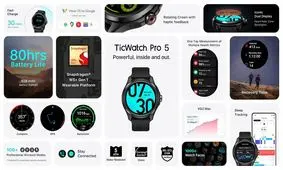 برند Mobvoi از ساعت هوشمند TicWatch Pro 5 با قیمت ۳۵۰ دلاری رونمایی کرد