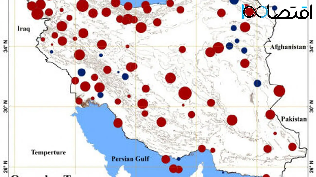 سالانه به طور میانگین ۰.۰۴۴ درجه سانتیگراد به دمای کشور افزوده شده است