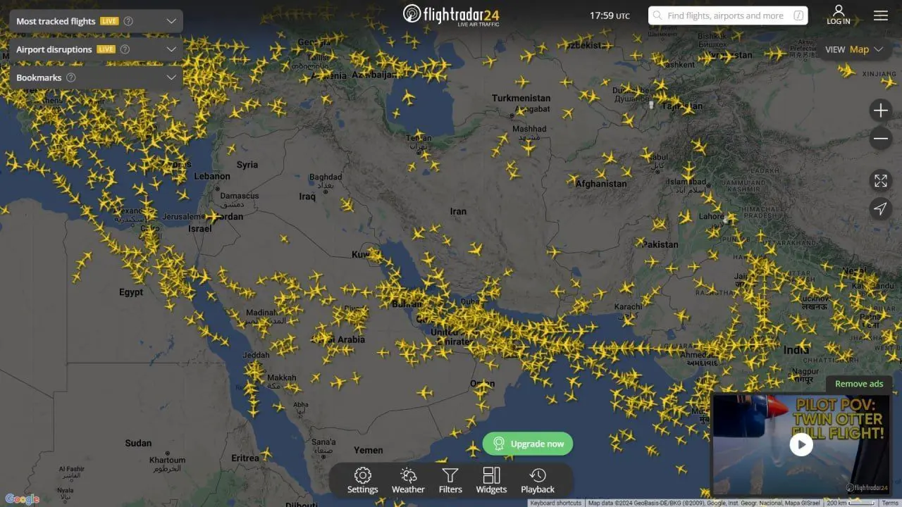 عکسی از آسمان ایران همزمان با حمله سپاه پاسداران به رژیم صهیونیستی